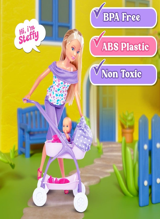 ويمبلي مجموعة دمى ستيفي لوف | لعبة ستيفي لوف للمشي مع الطفل | ستيفي مع الطفل والتنزه | مجموعة من 15 قطعة أساسية للأطفال | مجموعة لعب تمثيلي | هدية مثالية للفتيات من عمر 3 سنوات فما فوق (وردي) - Image 4